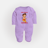 Bal Hanuman Inspired Baby Fullbody Suit - LILAC - New Born (Chest 7.5")