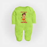 Bal Hanuman Inspired Baby Fullbody Suit - LIME GREEN - New Born (Chest 7.5")