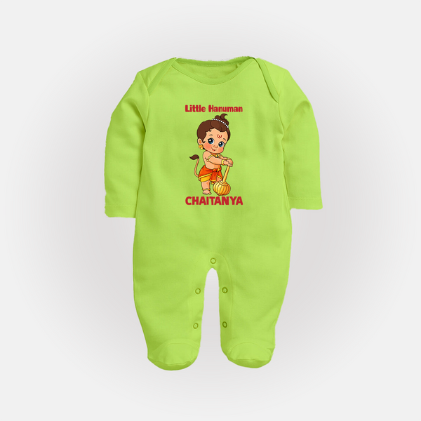 Bal Hanuman Inspired Baby Fullbody Suit - LIME GREEN - New Born (Chest 7.5")