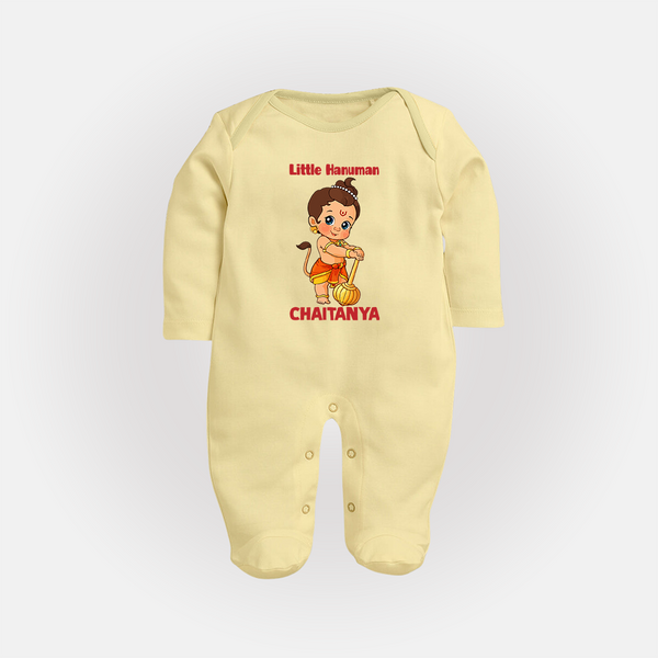 Bal Hanuman Inspired Baby Fullbody Suit - PASTEL YELLOW - New Born (Chest 7.5")