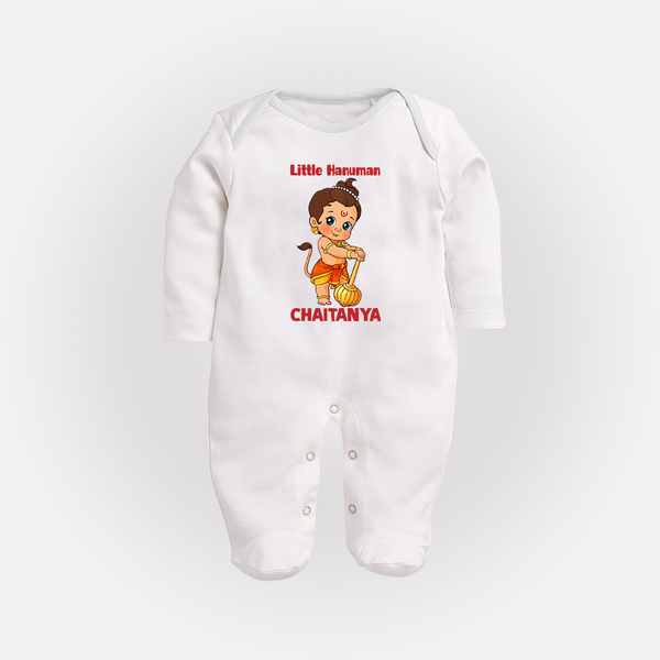 Bal Hanuman Inspired Baby Fullbody Suit - WHITE - New Born (Chest 7.5")