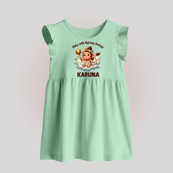   with Bajrang Energy – Personalized   Baby Frock - MINT GREEN - 0 - 3 Months Old (Chest 17")