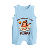 Baby with Bajrang Energy – Personalized Baby Romper Suit - BABY BLUE - New Born (Chest 18")