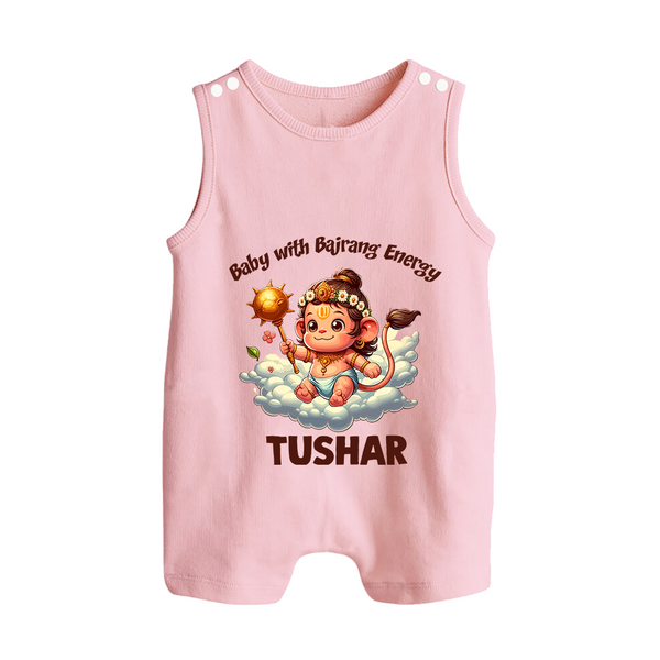Baby with Bajrang Energy – Personalized Baby Romper Suit - BABY PINK - New Born (Chest 18")