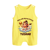 Baby with Bajrang Energy – Personalized Baby Romper Suit - PASTEL YELLOW - New Born (Chest 18")