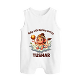 Baby with Bajrang Energy – Personalized Baby Romper Suit - WHITE - New Born (Chest 18")