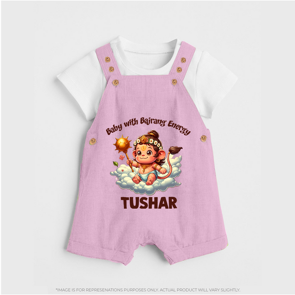 Baby with Bajrang Energy – Personalized Baby Dungaree - BABY PINK - 0 - 5 Months Old (Chest 18")