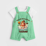 Baby with Bajrang Energy – Personalized Baby Dungaree - GREEN - 0 - 5 Months Old (Chest 18")