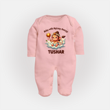 Baby with Bajrang Energy – Personalized Baby Fullbody Suit - BABY PINK - New Born (Chest 7.5")