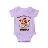Baby with Bajrang Energy – Personalized Baby Romper - LILAC - New Born (Chest 14")