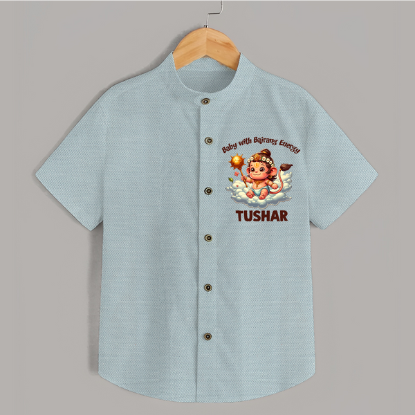   with Bajrang Energy – Personalized   Shirt - ARCTIC BLUE - 0 - 6 Months Old (Chest 23")