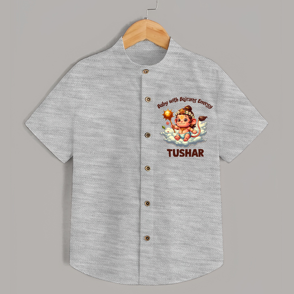   with Bajrang Energy – Personalized   Shirt - GREY - 0 - 6 Months Old (Chest 23")