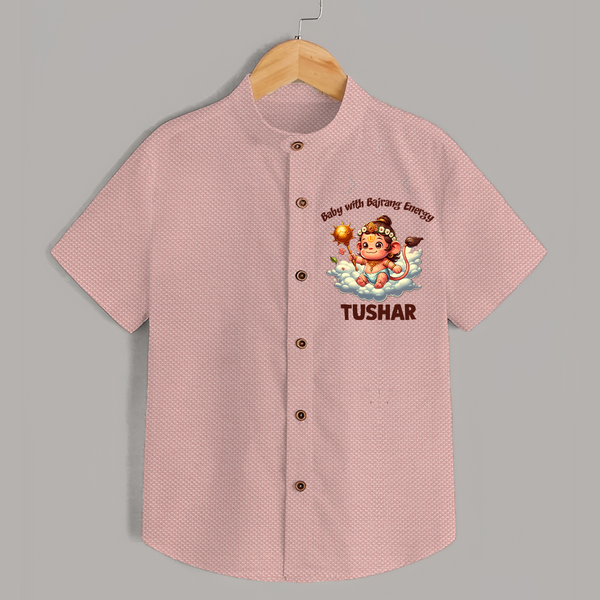   with Bajrang Energy – Personalized   Shirt - PEACH - 0 - 6 Months Old (Chest 23")