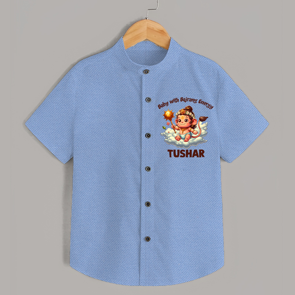   with Bajrang Energy – Personalized   Shirt - SKY BLUE - 0 - 6 Months Old (Chest 23")