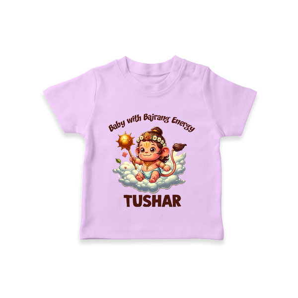 Baby with Bajrang Energy – Personalized Baby T-Shirt - LILAC - 0-5 Months Old (Chest 17")