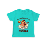 Baby with Bajrang Energy – Personalized Baby T-Shirt - TEAL - 0-5 Months Old (Chest 17")