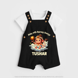 Baby with Bajrang Energy – Personalized Baby Dungaree - BLACK - 0 - 5 Months Old (Chest 18")