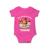 Baby with Bajrang Energy – Personalized Baby Romper - HOT PINK - New Born (Chest 14")
