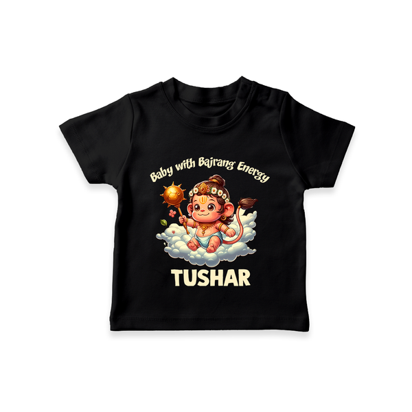 Baby with Bajrang Energy – Personalized Baby T-Shirt - BLACK - 0-5 Months Old (Chest 17")