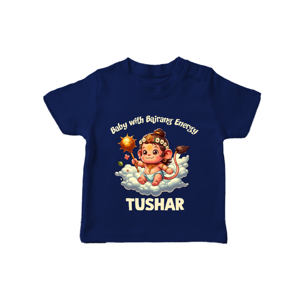 Baby with Bajrang Energy – Personalized Baby T-Shirt - NAVY BLUE - 0-5 Months Old (Chest 17")