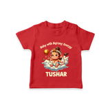 Baby with Bajrang Energy – Personalized Baby T-Shirt - RED - 0-5 Months Old (Chest 17")