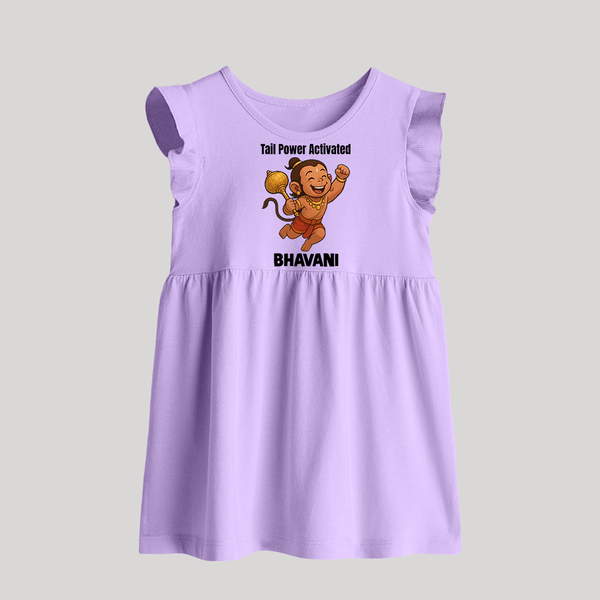 Tail Power Activated – Personalized   Baby Frock - LILAC - 0 - 3 Months Old (Chest 17")