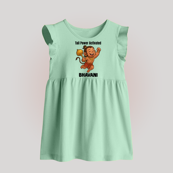 Tail Power Activated – Personalized   Baby Frock - MINT GREEN - 0 - 3 Months Old (Chest 17")