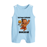 Tail Power Activated – Personalized Baby Romper Suit - BABY BLUE - New Born (Chest 18")