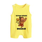 Tail Power Activated – Personalized Baby Romper Suit - PASTEL YELLOW - New Born (Chest 18")