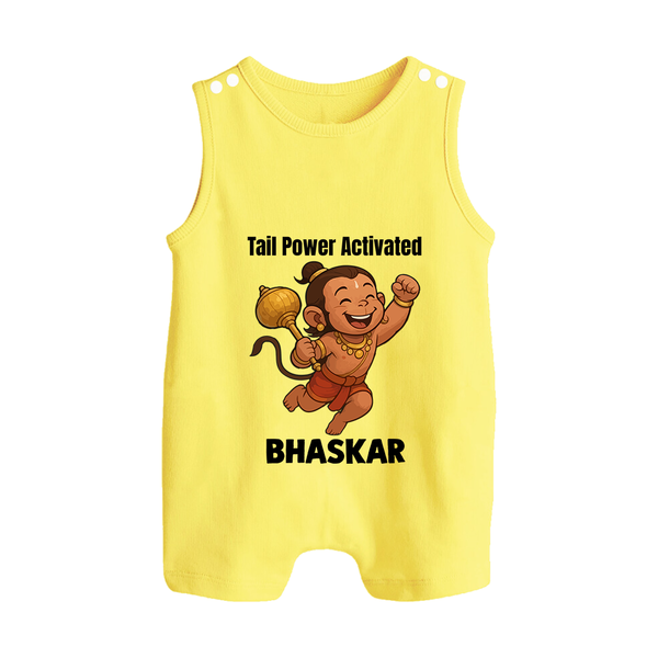 Tail Power Activated – Personalized Baby Romper Suit - PASTEL YELLOW - New Born (Chest 18")