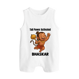Tail Power Activated – Personalized Baby Romper Suit - WHITE - New Born (Chest 18")