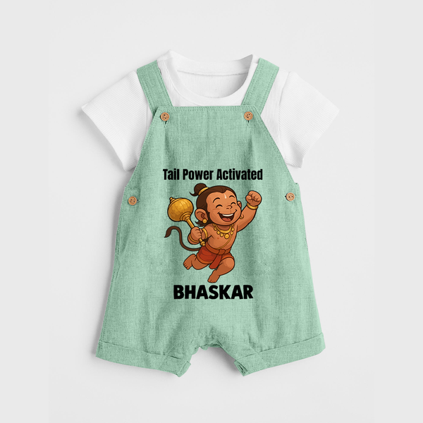 Tail Power Activated – Personalized Baby Dungaree - MINT GREEN - 0 - 5 Months Old (Chest 18")