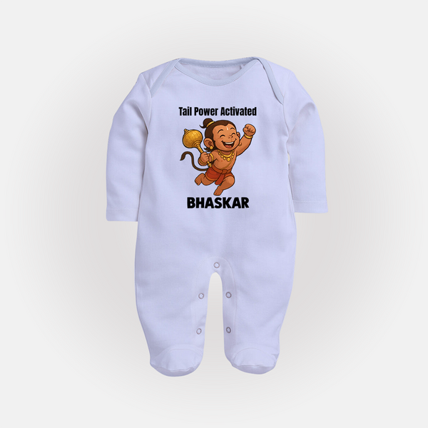 Tail Power Activated – Personalized Baby Fullbody Suit - BABY BLUE - New Born (Chest 7.5")