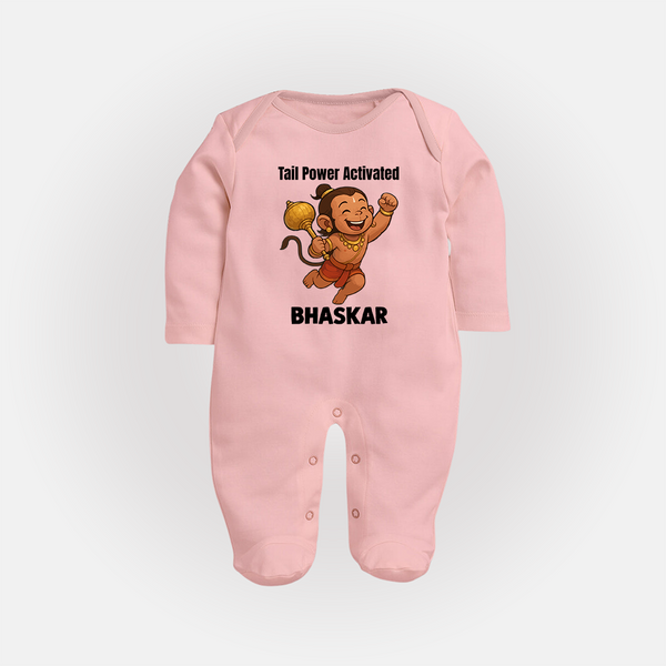 Tail Power Activated – Personalized Baby Fullbody Suit - BABY PINK - New Born (Chest 7.5")