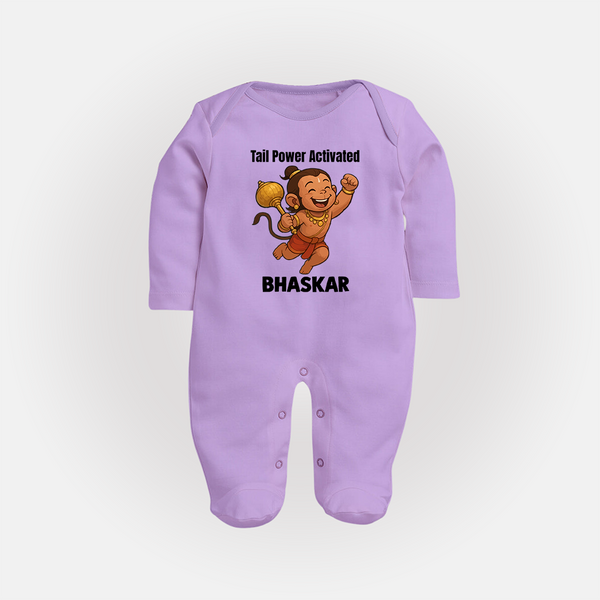 Tail Power Activated – Personalized Baby Fullbody Suit - LILAC - New Born (Chest 7.5")