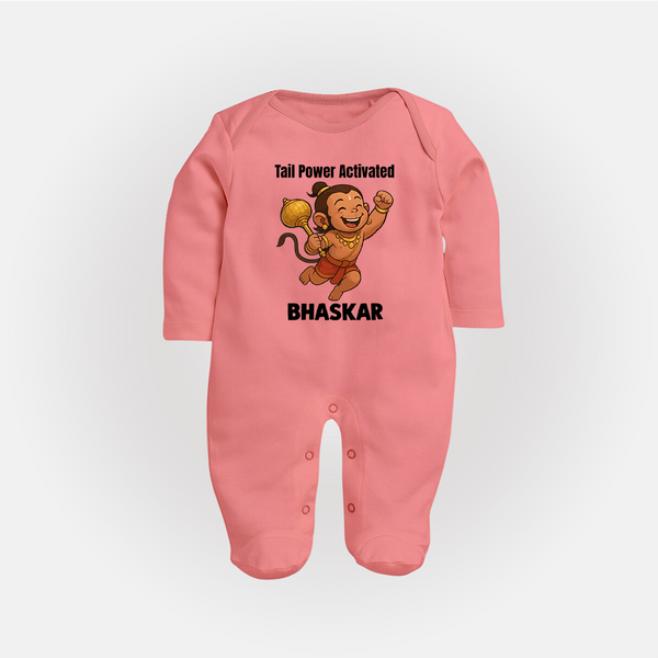 Tail Power Activated – Personalized Baby Fullbody Suit - PEACH - New Born (Chest 7.5")