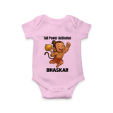 Tail Power Activated – Personalized Baby Romper - BABY PINK - New Born (Chest 14")