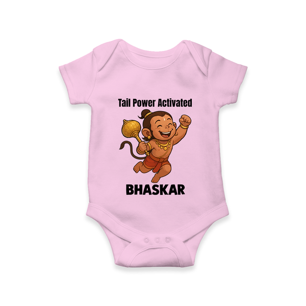 Tail Power Activated – Personalized Baby Romper - BABY PINK - New Born (Chest 14")