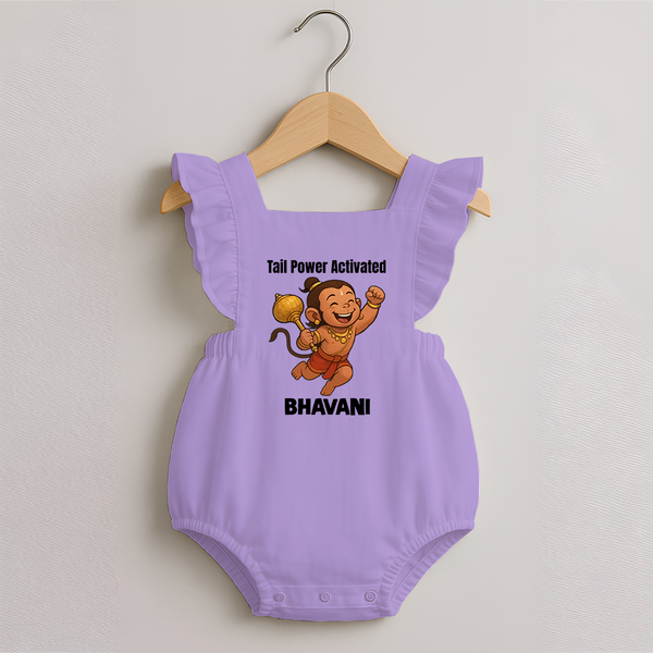 Tail Power Activated – Personalized   Romper Frock - LILAC - 0 - 3 Months Old (Chest 19")