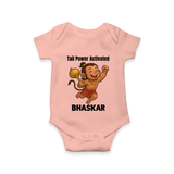 Tail Power Activated – Personalized Baby Romper - PEACH - New Born (Chest 14")