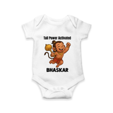 Tail Power Activated – Personalized Baby Romper - WHITE - New Born (Chest 14")