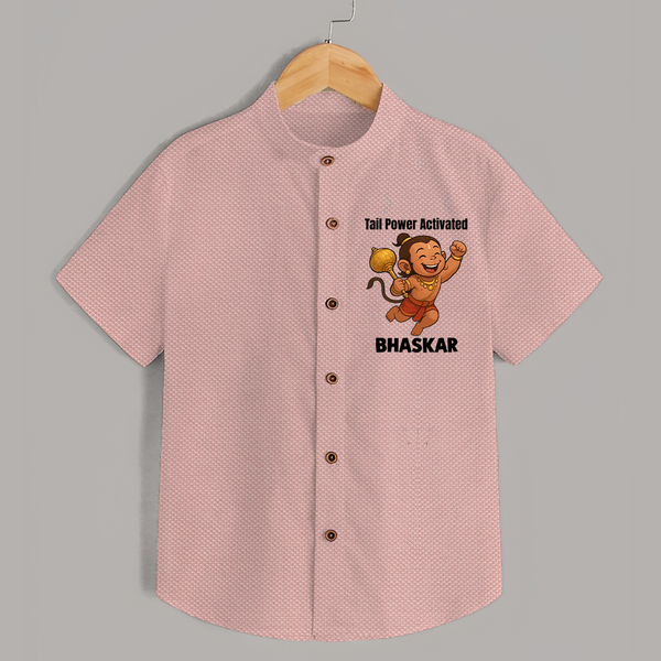 Tail Power Activated – Personalized   Shirt - PEACH - 0 - 6 Months Old (Chest 23")