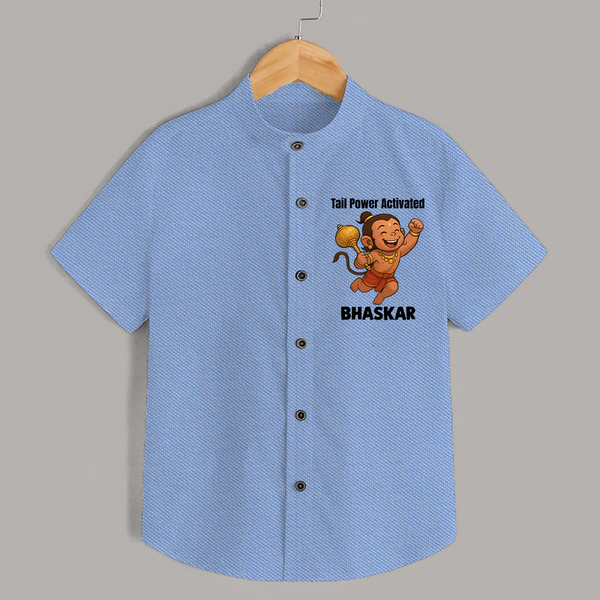 Tail Power Activated – Personalized   Shirt - SKY BLUE - 0 - 6 Months Old (Chest 23")