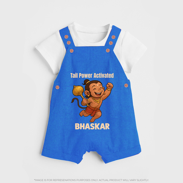 Tail Power Activated – Personalized Baby Dungaree - COBALT BLUE - 0 - 5 Months Old (Chest 18")