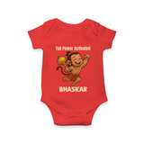 Tail Power Activated – Personalized Baby Romper - RED - New Born (Chest 14")