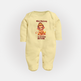 Mini Bajrang in Training – Personalized Baby Fullbody Suit - PASTEL YELLOW - New Born (Chest 7.5")