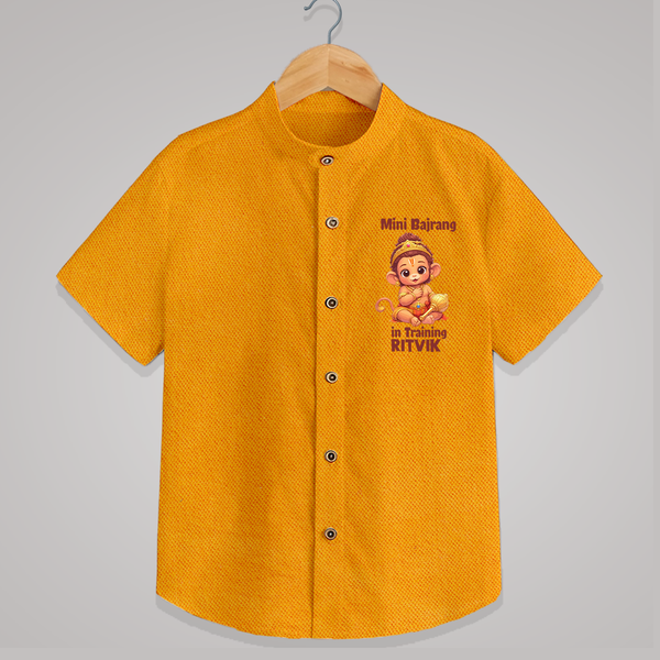 Mini Bajrang in Training – Personalized   Shirt - CHROME YELLOW - 0 - 6 Months Old (Chest 23")