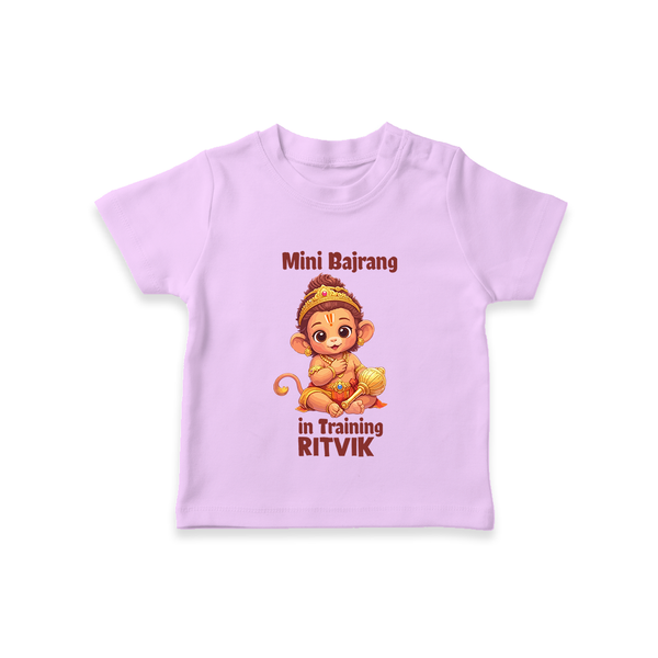Mini Bajrang in Training – Personalized Baby T-Shirt - LILAC - 0-5 Months Old (Chest 17")