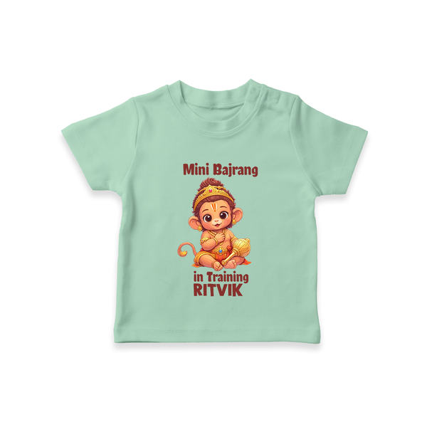 Mini Bajrang in Training – Personalized Baby T-Shirt - MINT GREEN - 0-5 Months Old (Chest 17")