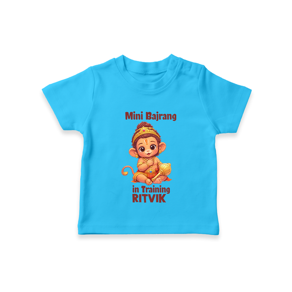 Mini Bajrang in Training – Personalized Baby T-Shirt - SKY BLUE - 0-5 Months Old (Chest 17")